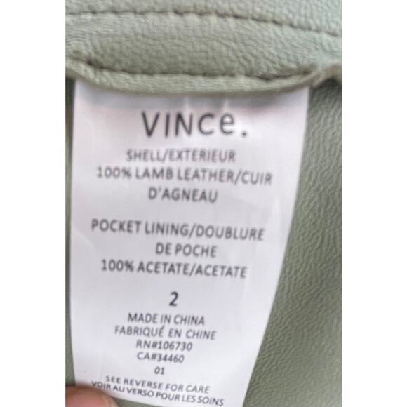 Vince 100% Lamb Leather Dress Sz 2 Green – Excellent Condition w/ Pockets luxury - Picture 11 of 12